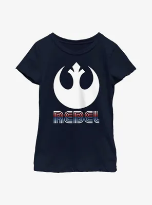 Star Wars Striped Rebel Emblem Youth Girls T-Shirt