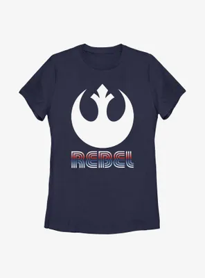 Star Wars Striped Rebel Emblem Womens T-Shirt