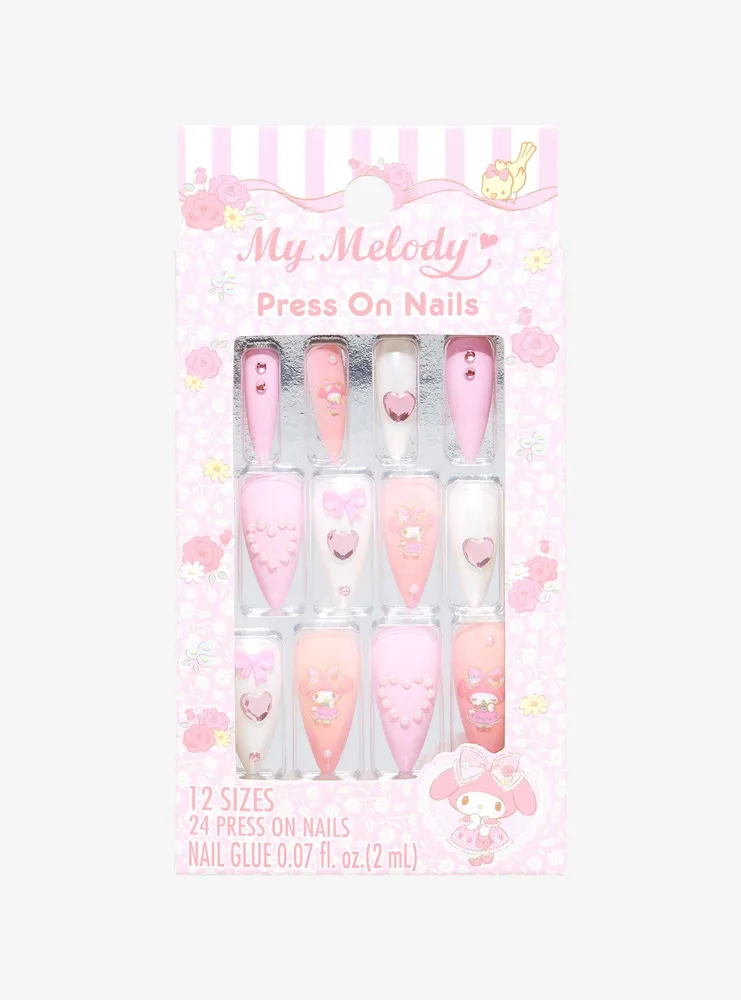 Sweet Society Pink Jeweled Faux Nail Set