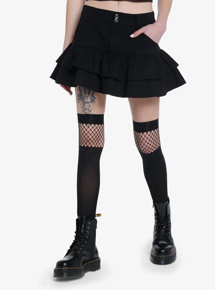 Social Collision Black Ruffle Tiered Skirt