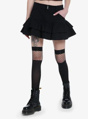 Social Collision Black Ruffle Tiered Skirt