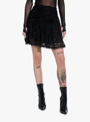 Cosmic Aura Black Lace Overlay Skirt