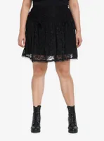 Cosmic Aura Black Lace Overlay Skirt Plus
