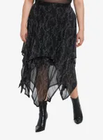 Cosmic Aura Moths & Branches Tiered Mesh Skirt Plus