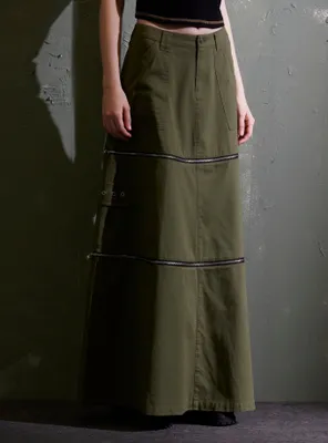 Social Collision Green Zip-Off Maxi Skirt