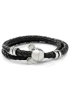 Disney Mickey Mouse Black Double Wrapped Leather Bracelet