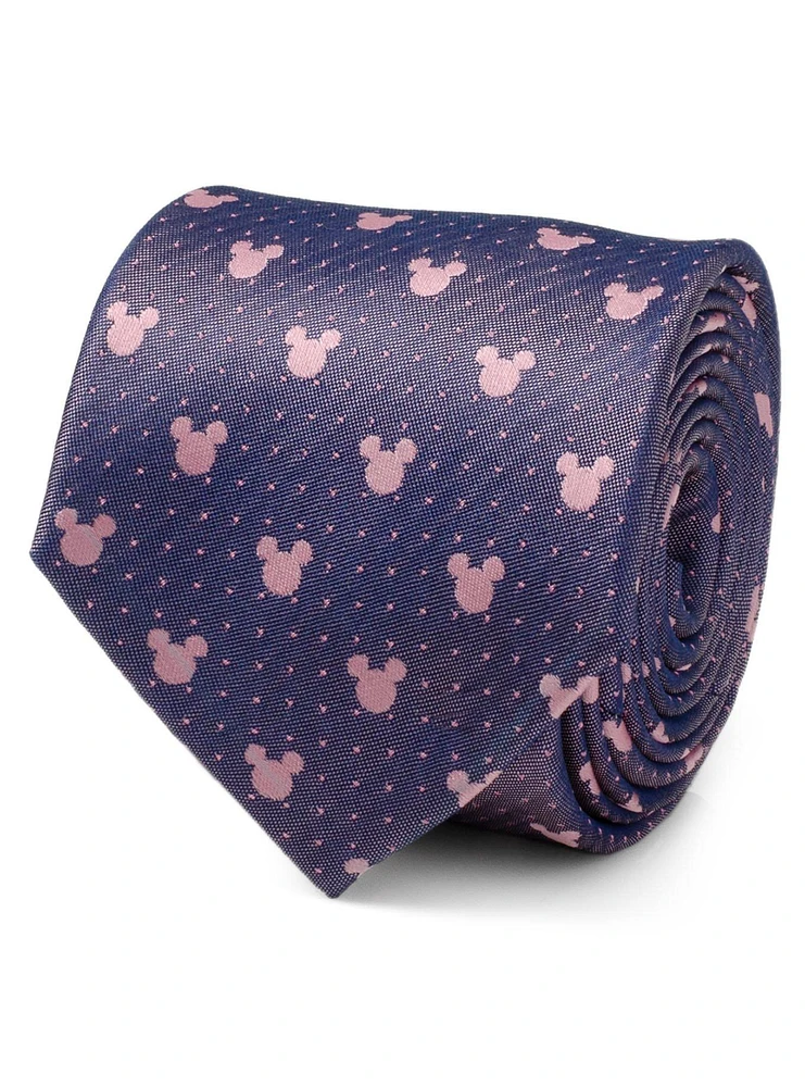 Disney Mickey Mouse Silhouette Purple Pink Dot Tie