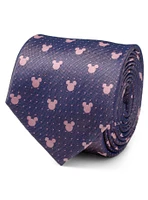 Disney Mickey Mouse Silhouette Purple Pink Dot Tie