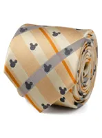 Disney Mickey Mouse Silhouette Tan Plaid Tie