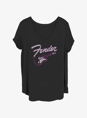 Fender Neon Stratocaster Logo Girls T-Shirt Plus