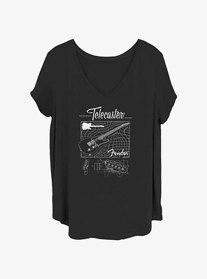 Fender Telecaster Schematic Girls T-Shirt Plus