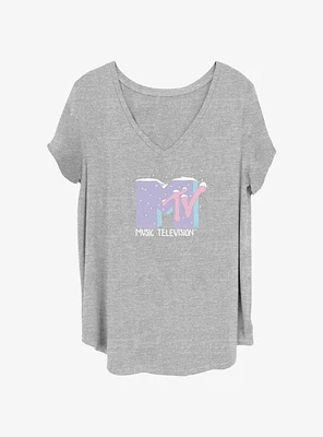 MTV Pastel Snow Logo Girls T-Shirt Plus