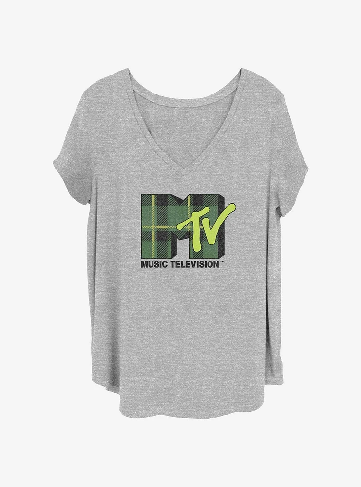 MTV Plaid Logo Girls T-Shirt Plus