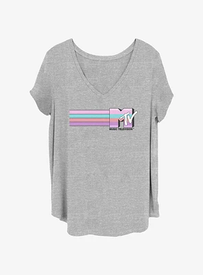 MTV Stripes Logo Girls T-Shirt Plus
