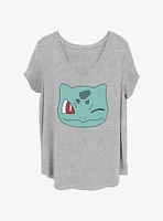 Pokemon Bulbasaur Face Girls T-Shirt Plus