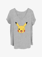 Pokemon Pikachu Face Girls T-Shirt Plus