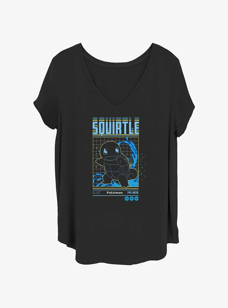 Pokemon Squirtle Grid Girls T-Shirt Plus