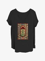 Stranger Things Stained Glass Rose Girls T-Shirt Plus