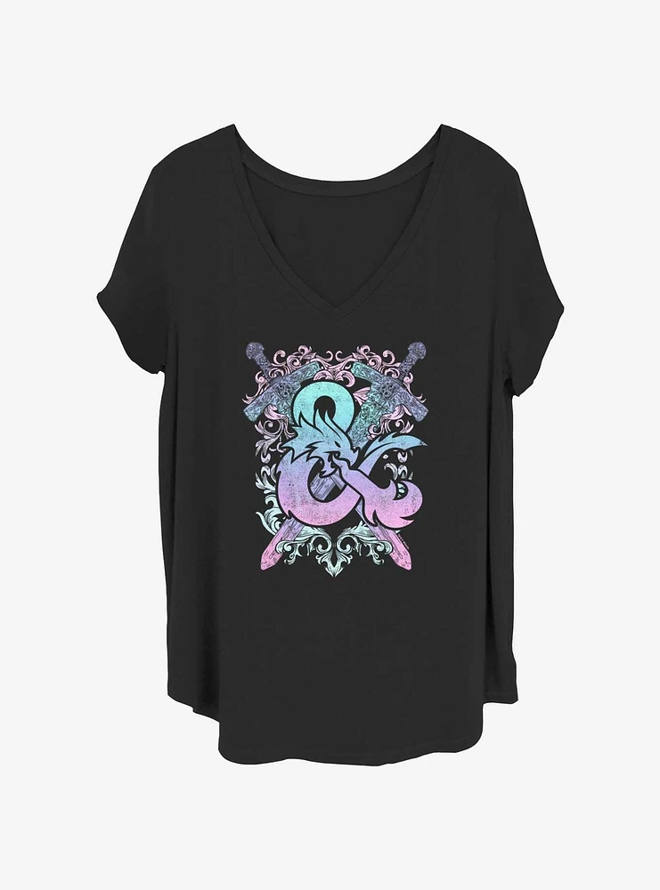 Dungeons & Dragons Pastel Crossed Swords Logo Girls T-Shirt Plus