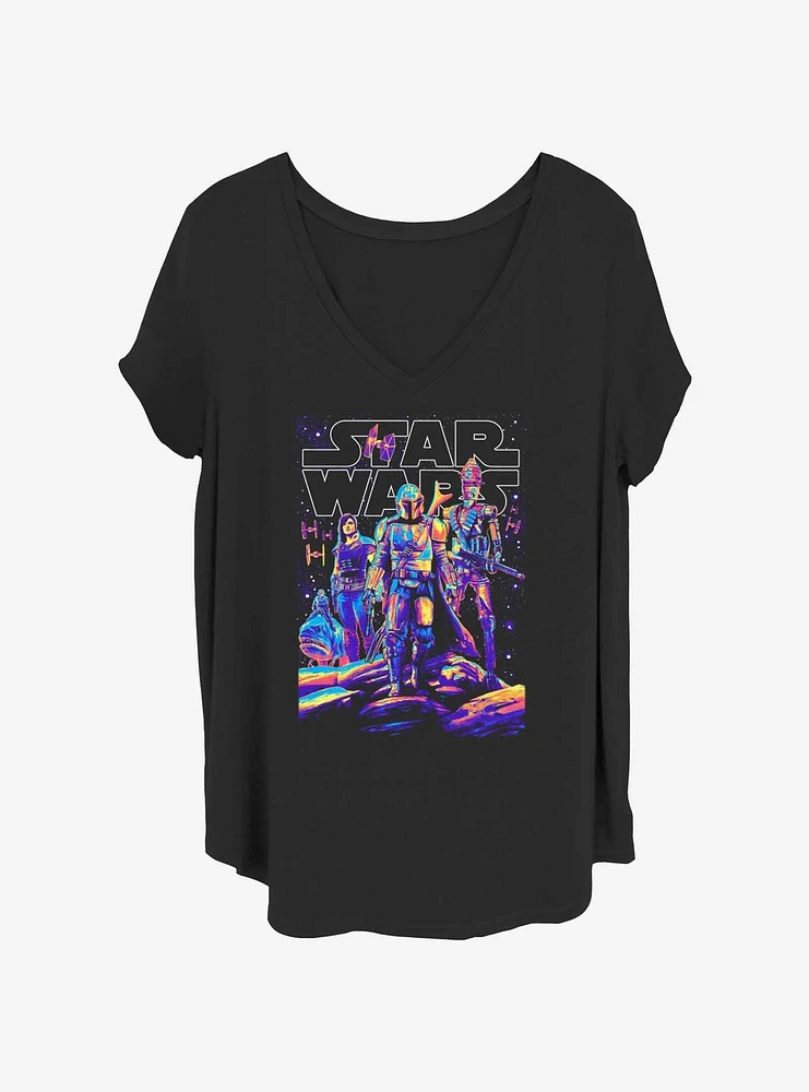 Star Wars The Mandalorian Light It Up Poster Girls T-Shirt Plus