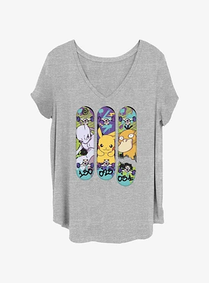 Pokemon Mewtwo, Pikachu, & Psyduck Skateboard Girls T-Shirt Plus