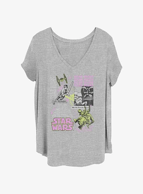 Star Wars Luke and Vader Comic Collage Girls T-Shirt Plus