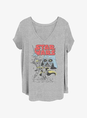 Star Wars Skywalker Doodle Poster Girls T-Shirt Plus