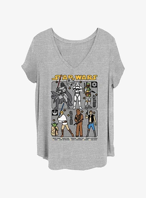 Star Wars Character Grid Infocard Girls T-Shirt Plus