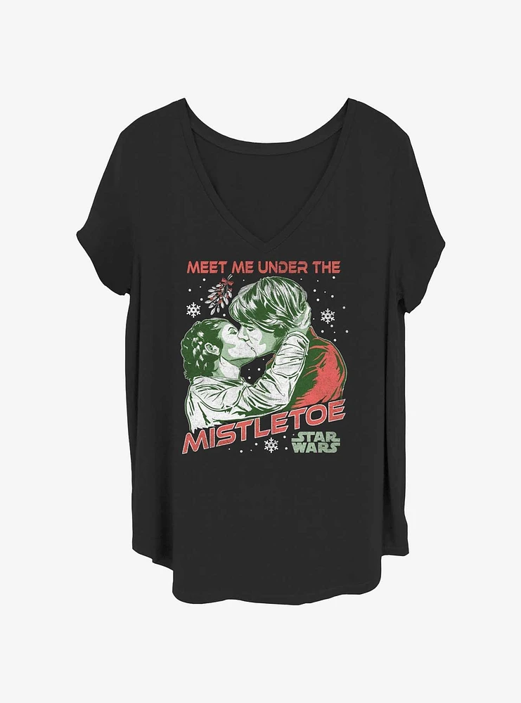 Star Wars Leia and Han Meet Me Under The Mistletoe Girls T-Shirt Plus