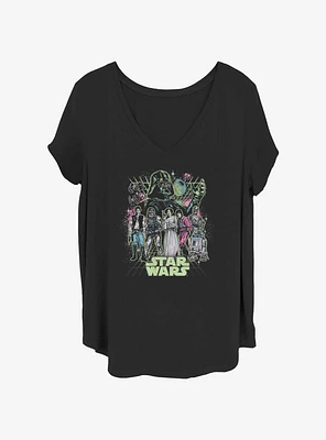Star Wars Neon Grid Poster Girls T-Shirt Plus