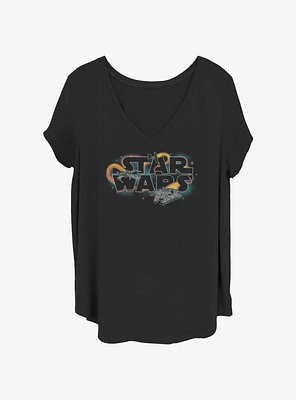 Star Wars Retro Space Logo Girls T-Shirt Plus