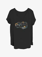 Star Wars Retro Space Logo Girls T-Shirt Plus