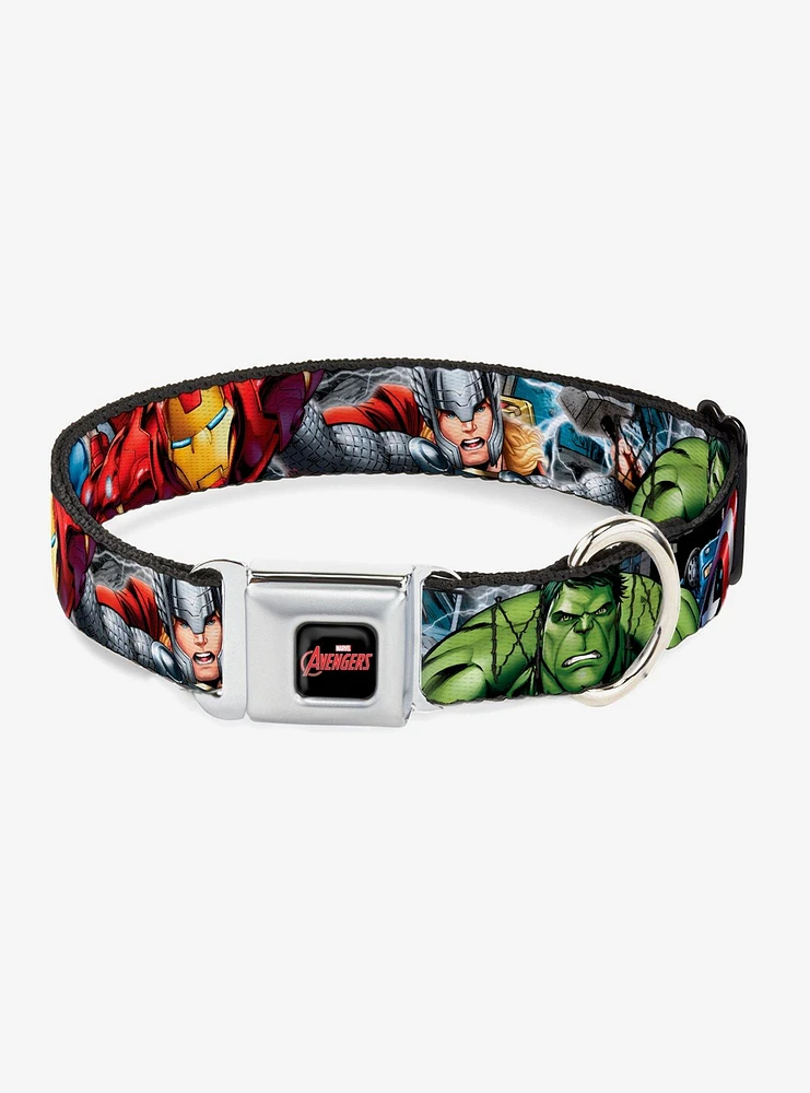 Marvel Avengers 4 Superhero Poses Close Up Seatbelt Buckle Pet Collar