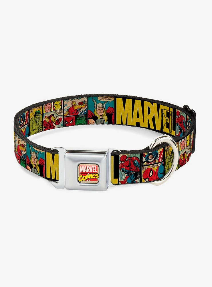 Marvel Avengers Retro Comic Panels Seatbelt Buckle Pet Collar