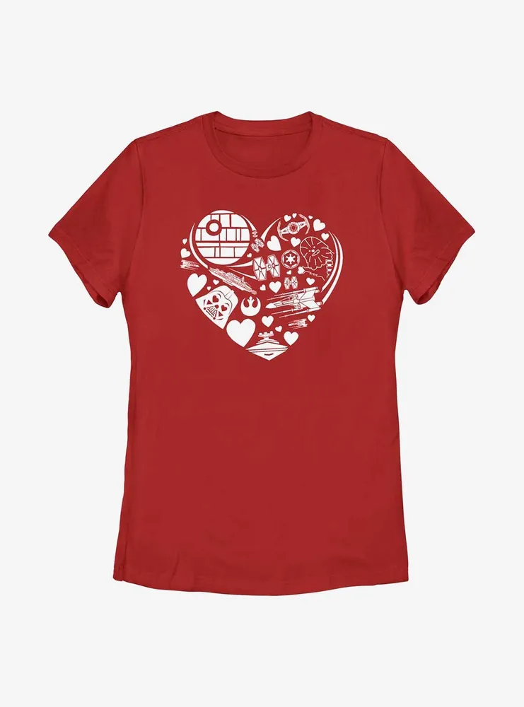 Star Wars Heart Ships Icons Womens T-Shirt