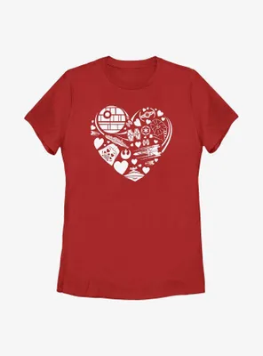 Star Wars Heart Ships Icons Womens T-Shirt