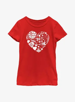 Star Wars Heart Ships Icons Youth Girls T-Shirt