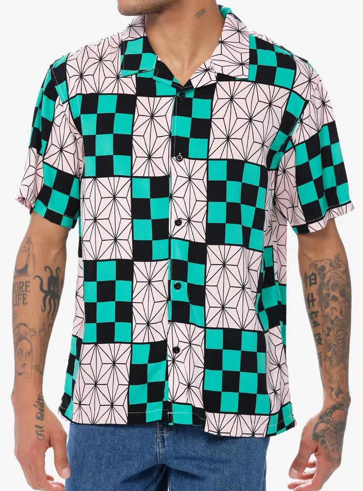 Demon Slayer: Kimetsu No Yaiba Kamado Patterns Woven Button-Up