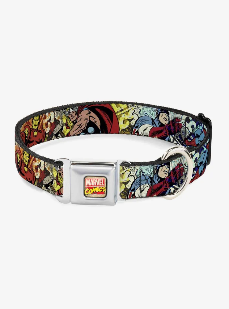 Marvel Avengers 4 Superhero Action Poses Splatter Seatbelt Buckle Pet Collar