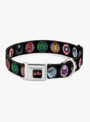 Marvel Avengers 9 Avenger Icons Seatbelt Buckle Pet Collar