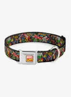 Marvel Avengers Retro Comic Books Stacked Seatbelt Buckle Pet Collar