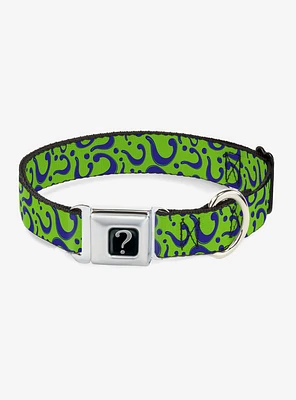 DC Comics Batman Question Mark Scattered Lime Green Seatbelt Buckle Pet Collar