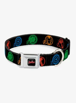 Marvel Avengers Superhero Logos Seatbelt Buckle Pet Collar