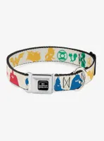 DC League Of Super Pets Superhero And Logos Seatbelt Buckle Pet Collar