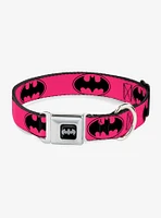 DC Comics Justice League Bat Signal 3 Fuchsia Seatbelt Buckle Pet Collar