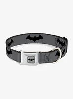 DC Comics Justice League Retro Bat Logo Gray Black Seatbelt Buckle Pet Collar