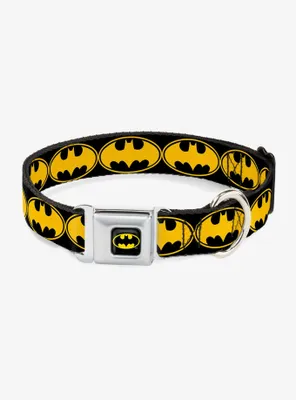 DC Comics Justice League Bat Signal 3 Black Yellow Seatbelt Buckle Pet Collar