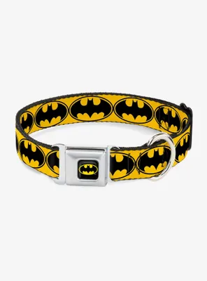 DC Comics Justice League Bat Signal 3 Yellow Black Seatbelt Buckle Pet Collar