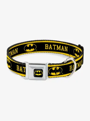 DC Comics Justice League Batman Logo Stripe Seatbelt Buckle Pet Collar