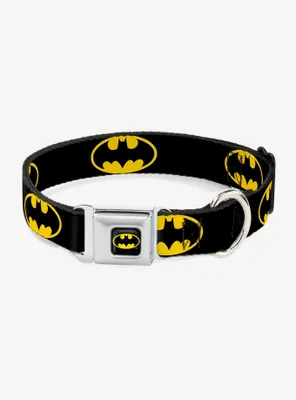 DC Comics Justice League Batman Shield Black Yellow Seatbelt Buckle Pet Collar